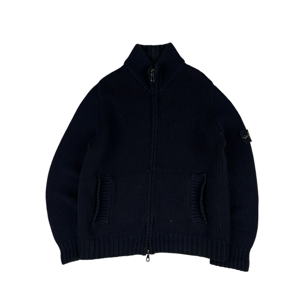 Stone Island AW/2001 Heavyweight Wool Knit Zip Up Jumper - Medium
