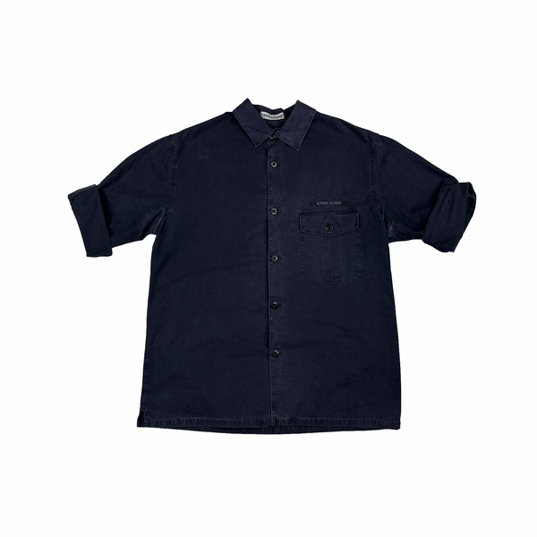 Stone Island Vintage 1999 Spellout Buttoned Safari Shirt - Large