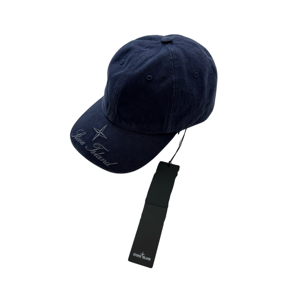 Stone Island X Supreme 2023 NEW Navy Cotton Spellout Cap