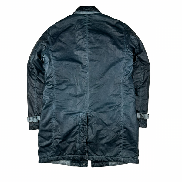 CP Company Blue Nyber Long Garment Dyed Jacket - Large