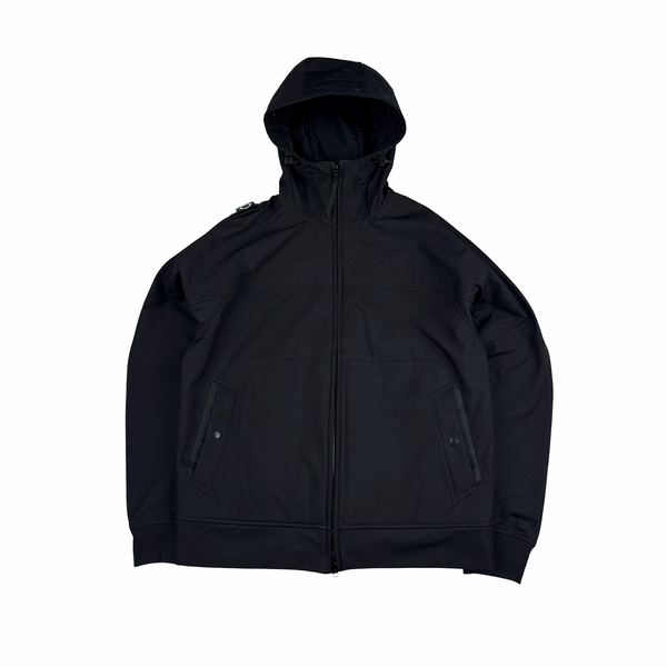 Ma Strum Black Velo Soft Shell 4 Way Nylon Hooded Jacket - XL