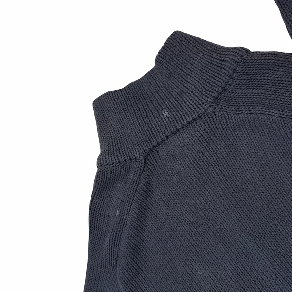 Stone Island Vintage Green Edge Grey Thick Knitted Cotton Jumper - Large