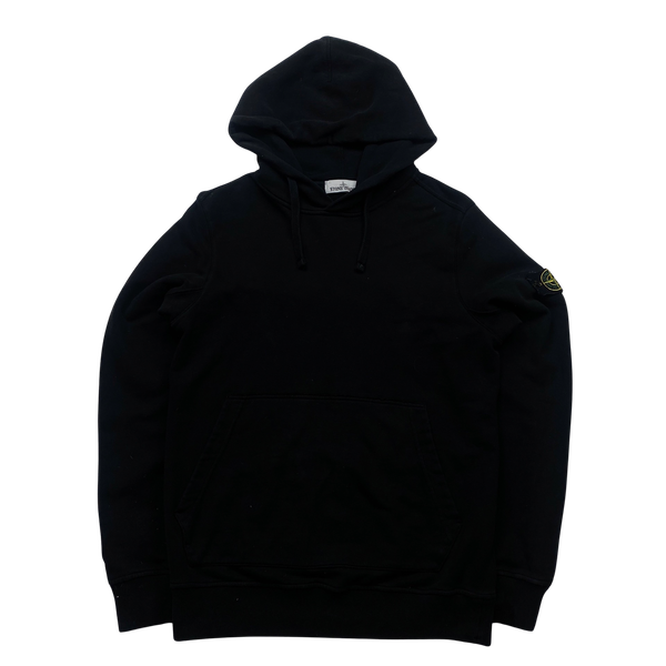 Stone Island Black Cotton Pullover Hoodie - Large