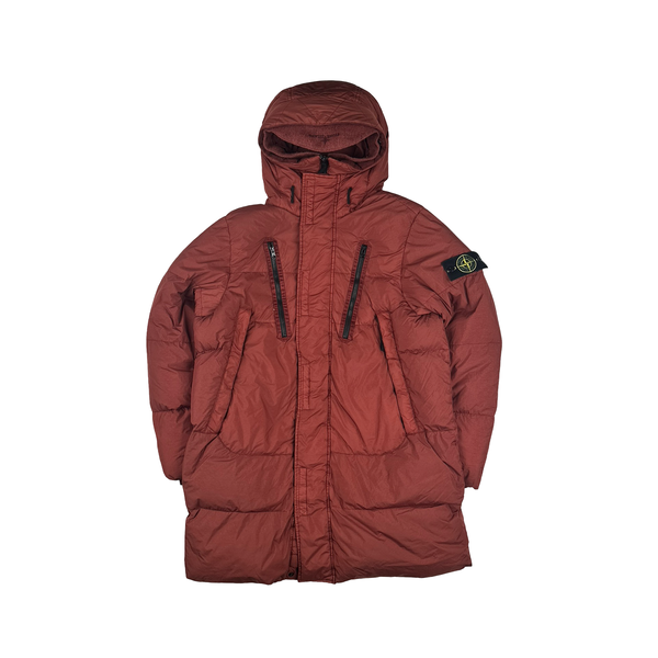 Stone Island 2021 Crinkle Burgundy Down Parker Jacket - Small