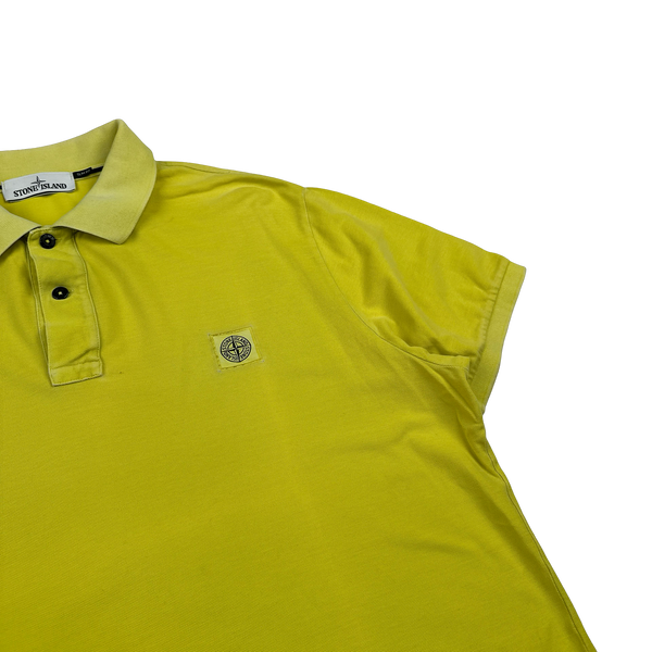 Stone Island Yellow Slim Fit Garment Dyed Polo Shirt - 3XL