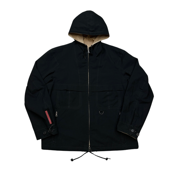 Prada Black/Camel Reversible Gore-Tex Parka Jacket - Large