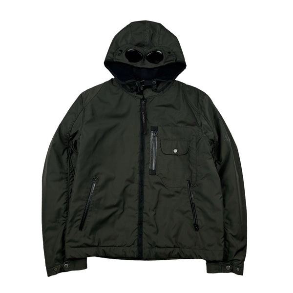 CP Company 2006 Dark Green Multi Pocket Nylon Wool Lined Goggle Jacket - XL