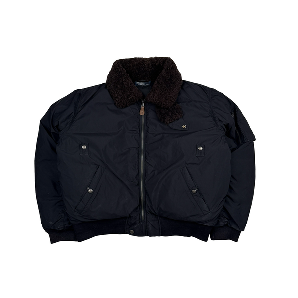 Ralph Lauren Heavyweight Shearling Collared Down Bomber Jacket - Large