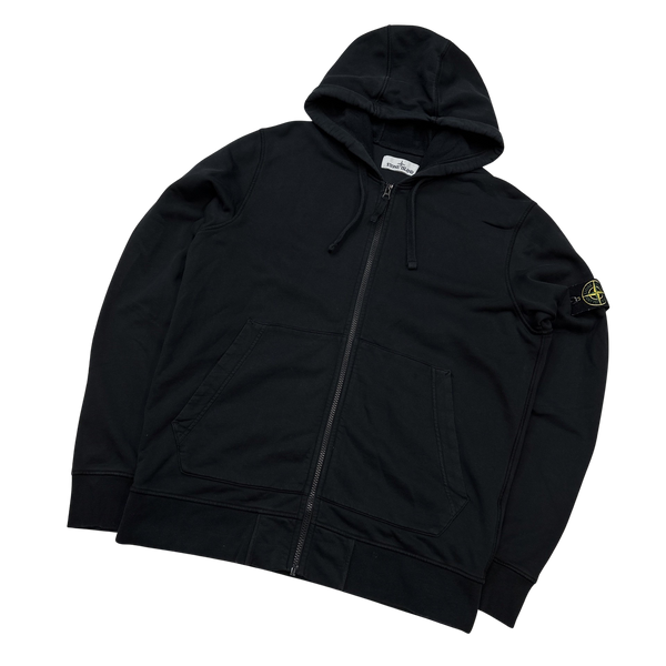 Stone Island 2020 Black Cotton Zipped Hoodie - Large