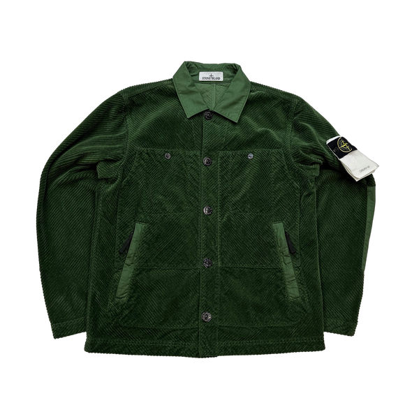 Stone Island 2023 Emerald Green Corduroy 400 Cotton Lined Jacket - Medium
