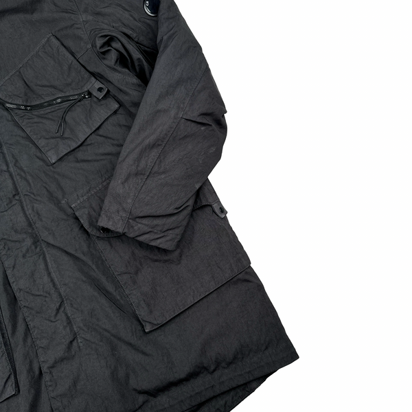 CP Company Grey Quartz Lens Viewer Long Fishtail Jacket - Large