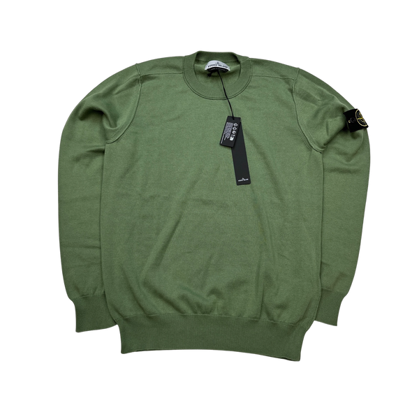 Stone Island 2023 Green Knitted Crewneck - Small