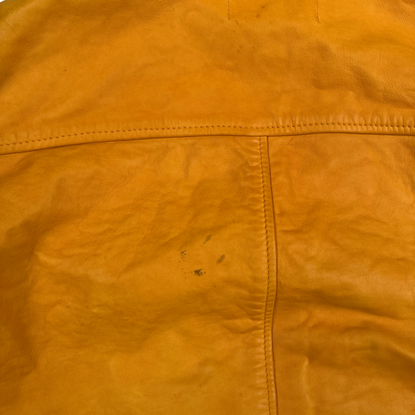 Stone Island 2014 Orange Lightweight Leather Felpa Jacket - Small