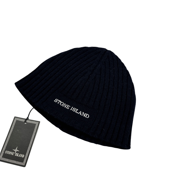 Stone Island 2005 Navy Wool Spellout Beanie