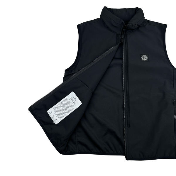 Stone Island 2022 Black Soft Shell-R Gilet - Large