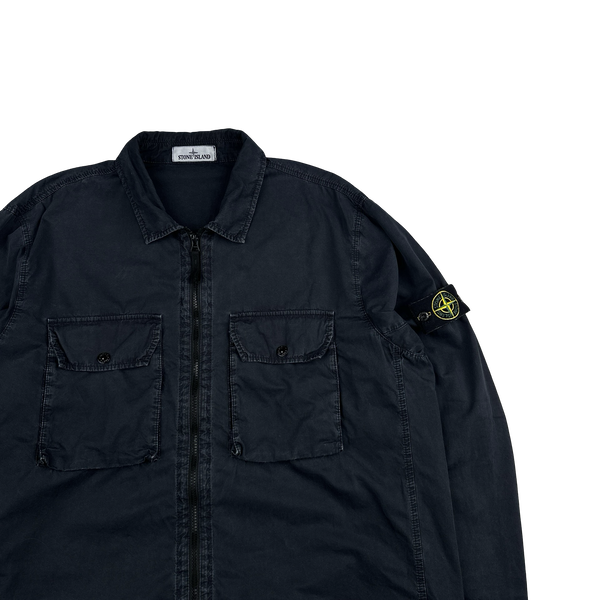 Stone Island 2021 Navy Cotton Double Pocket Overshirt - 3XL