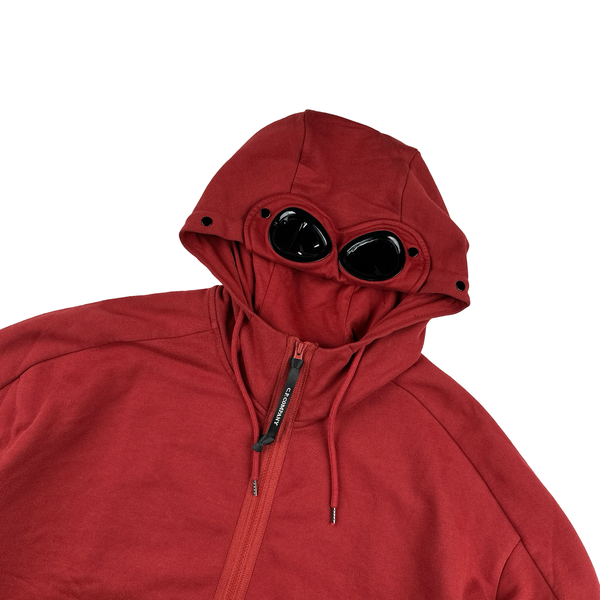 CP Company Burgundy Cotton Goggle Hoodie