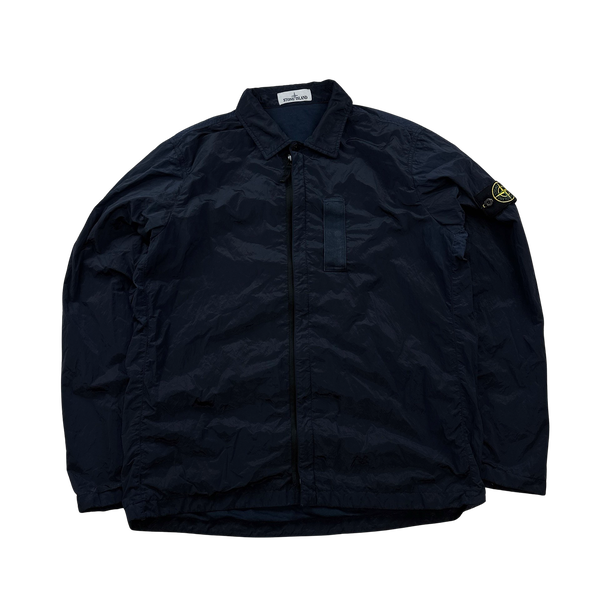 Stone Island Navy Nylon Metal Shimmer Overshirt - XL