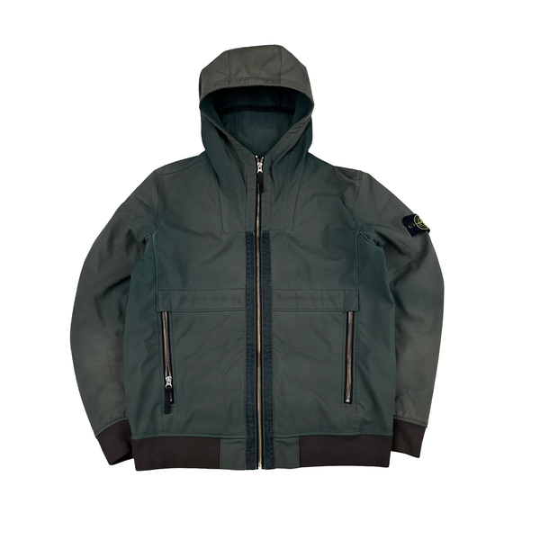Stone Island 2019 Washed Green Fleece Lined Soft Shell - Large