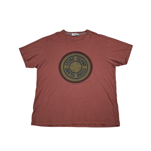 Stone Island Red 3D Rubber Logo T Shirt - 3XL