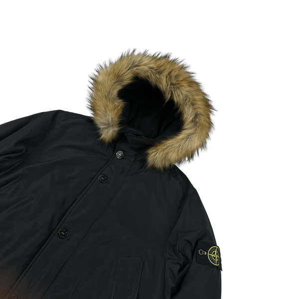 Stone Island 2018 Black Micro Reps Down Filled Parka Jacket - Small