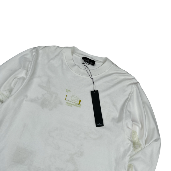 Stone Island 2022 Shadow Project Graphic Print White Long Sleeve T Shirt - Large