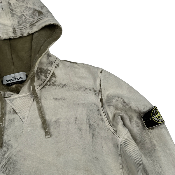 Stone Island 2017 Khaki Hand Corrosion Pullover Hoodie - Large