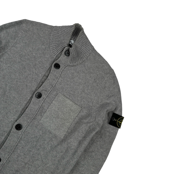 Stone Island 2017 Grey Wool Cashmere Buttoned Jumper - Large