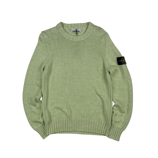 Stone Island 2014 Green Silk Blend Fine Knitted Crewneck - Small