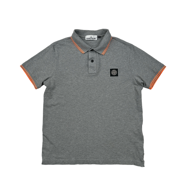Stone Island 2018 Grey Orange Piped Polo Shirt - Medium