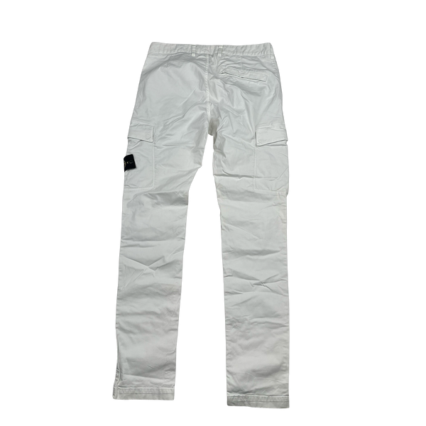 Stone Island 2022 White Skinny Cotton Cargo Trousers - 30"
