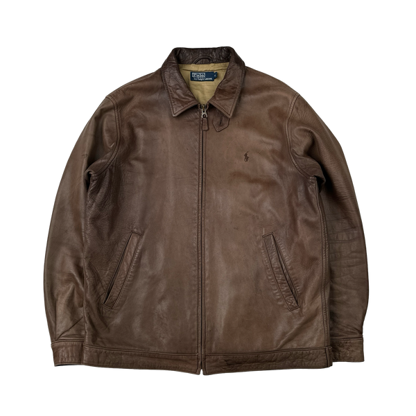 Ralph Lauren Brown Heavyweight Leather Jacket - Medium