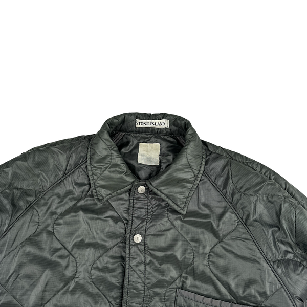 Stone Island 1999 Vintage Khaki Buttoned Quilted Jacket - Large