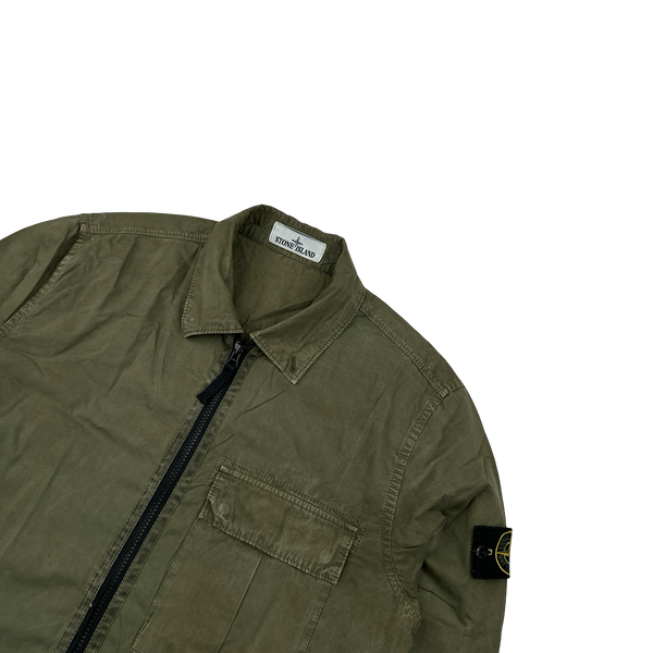 Stone Island 2019 Green Cotton Garment Dyed Overshirt - Medium