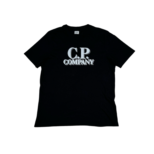 CP Company Cotton Black Spellout T Shirt - Large