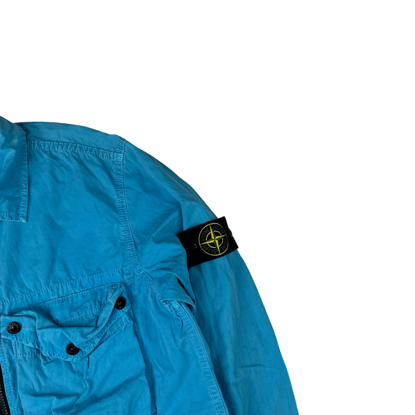 Stone Island 2021 Blue Cotton Zipped Overshirt - Medium