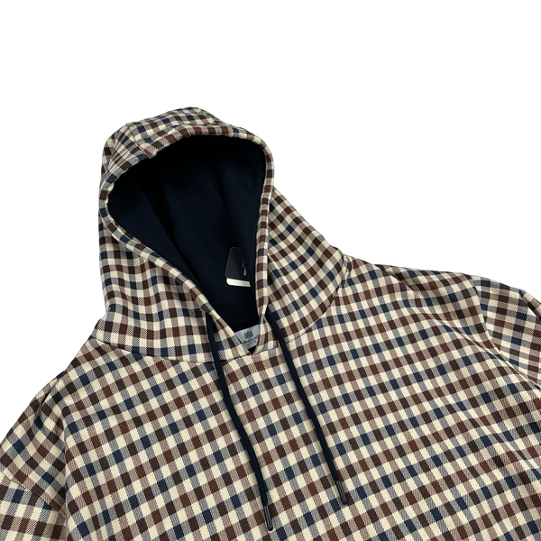 Aquascutum Classic Checked Navy Lined Hooded Jacket - XL, 3XL
