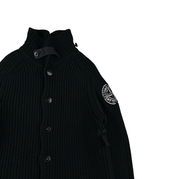 Stone Island 2005 Heavyweight Wool Knit Spellout Cardigan - XL