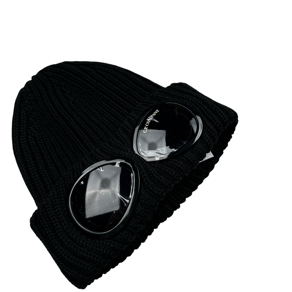 CP Company Black Merino Wool Goggle Beanie