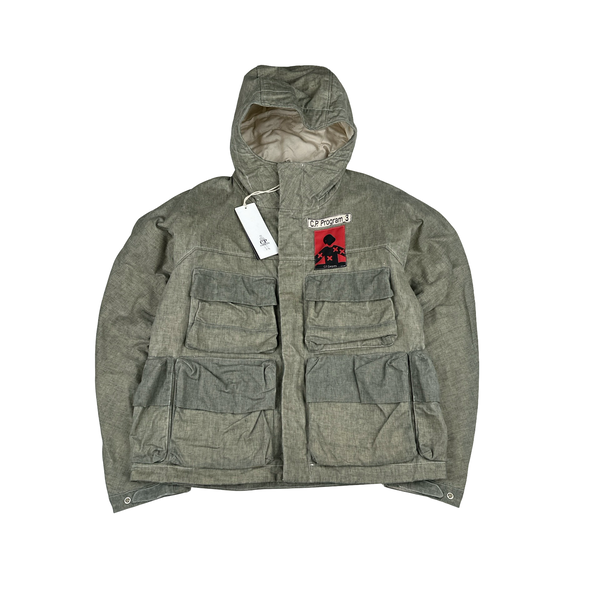 CP Company Melange Light Waxed Cotton Seed 3 Multi Pocket Jacket - XS