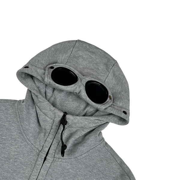 CP Company Grey Goggle Cotton Zip Up Hoodie - Large