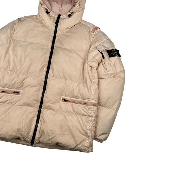 Stone Island 2022 Peach Crinkle R-NY Down Puffer Jacket - Large