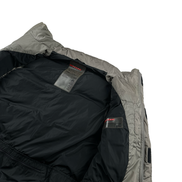 Prada Tan Red Tab Down Filled Puffer Gilet - Large