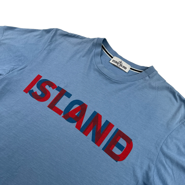 Stone Island 2013 Blue Cotton Spellout Graphic T Shirt - Large