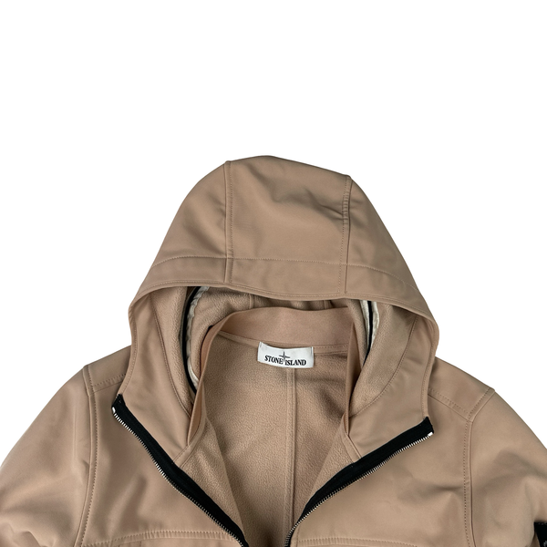 Stone Island 2021 Pale Pink Soft Shell E Dye Hooded Jacket - Small