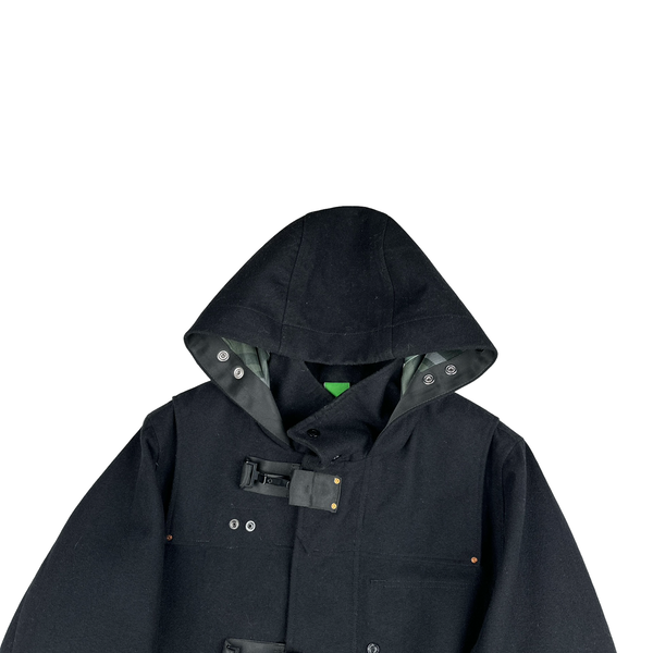 Ma Strum Navy Clasp Multi Pocket Long Wool Jacket- Small