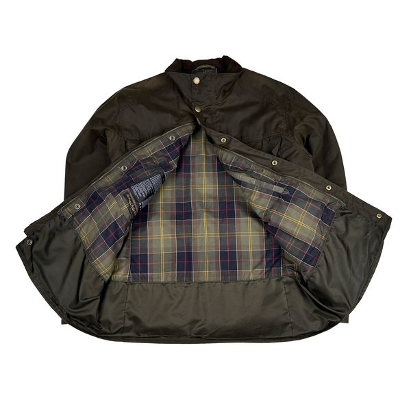 Barbour Corbridge Brown Cotton Flannel Lined Wax Field Jacket - Small