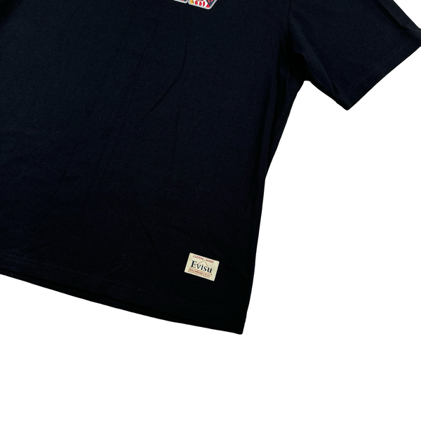 Evisu Graphic Black Spellout T Shirt - Large
