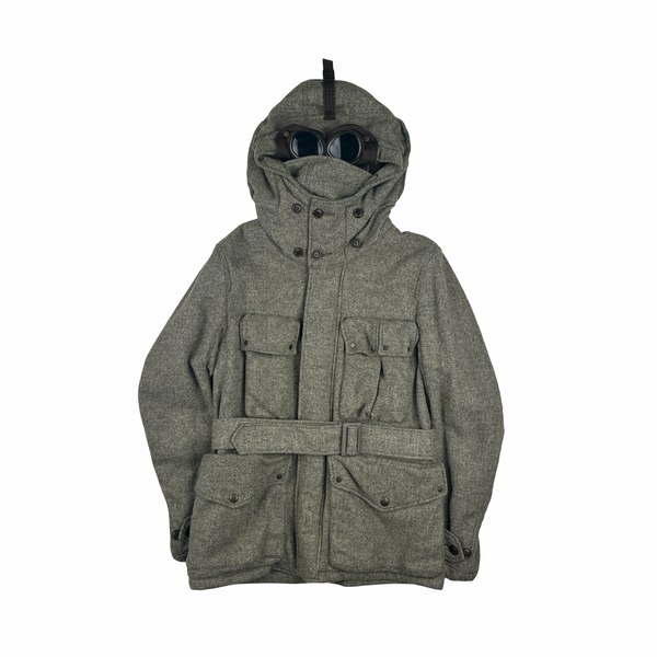 CP Company Grey MTP Liner Tweed Goggle Face Mask Field Jacket - Large