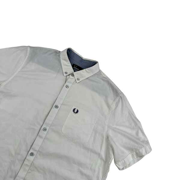 Fred Perry White Buttoned Short Sleeve Shirt - Large